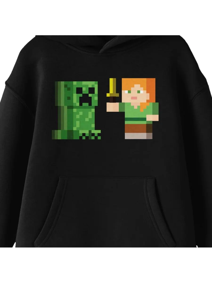 Детская толстовка Alex Versus Creeper с графическим принтом, черная, размер Medium Minecraft — изображение 2 из 2, черный