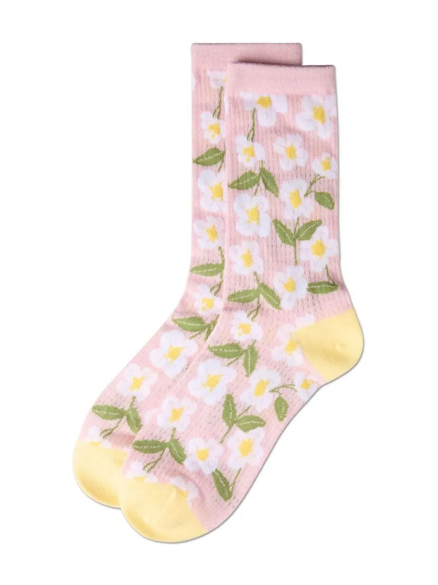 Женские носки Daisy Pointelle Crew Socks MeMoi — изображение 3 из 3, розовый