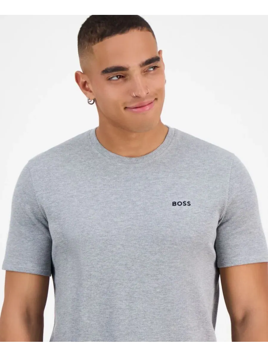 Мужская ночная футболка из вафельной вязки от Hugo Boss BOSS — изображение 2 из 4, серый