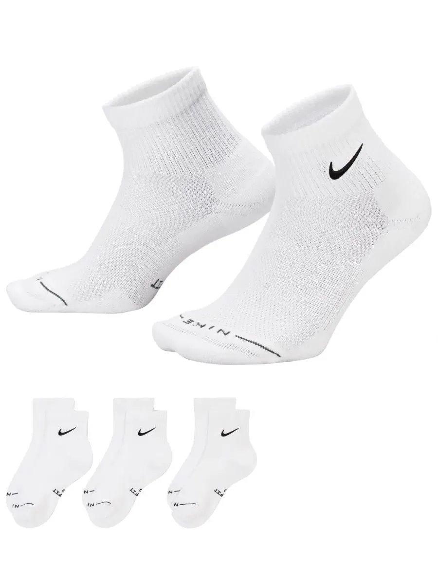 Комплект носков с усиленной пяткой и мыском Nike Everyday Elevated Ankle — изображение 3 из 4, белый