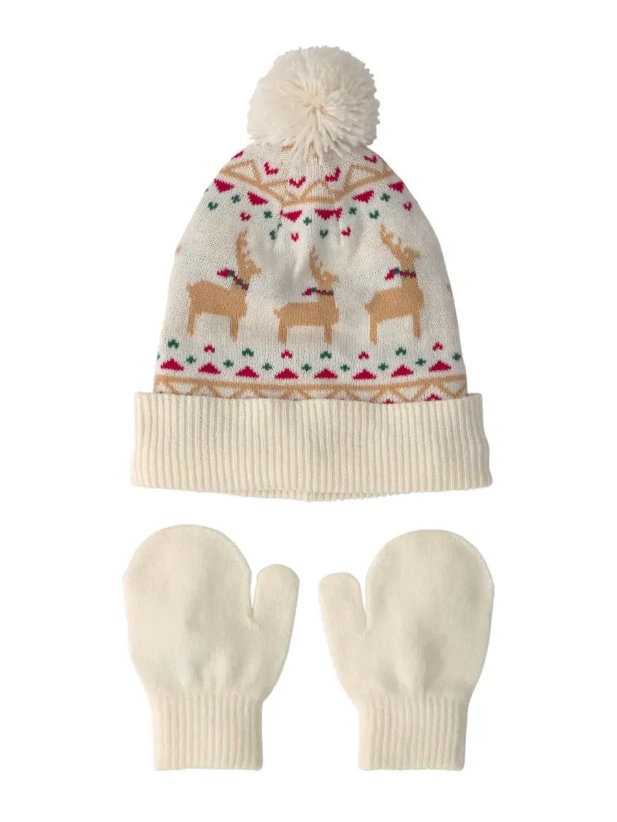 Комплект шапка и варежки с узором Фэр-Айл, модель Christmas Beanie and Glove Carter's