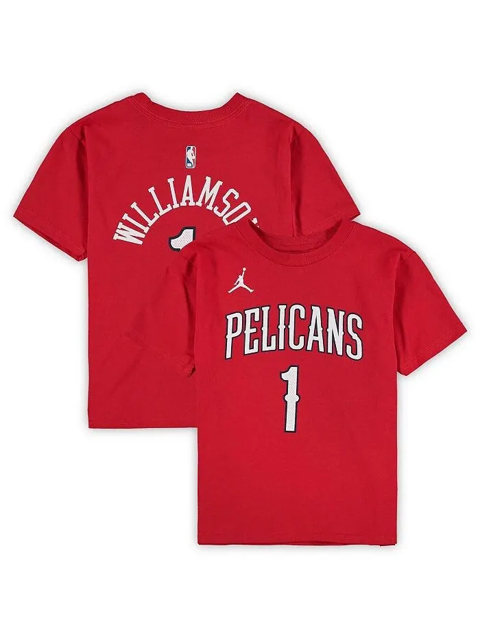 Красная футболка бренда Zion Williamson New Orleans Pelicans для мальчиков и девочек дошкольного — красный