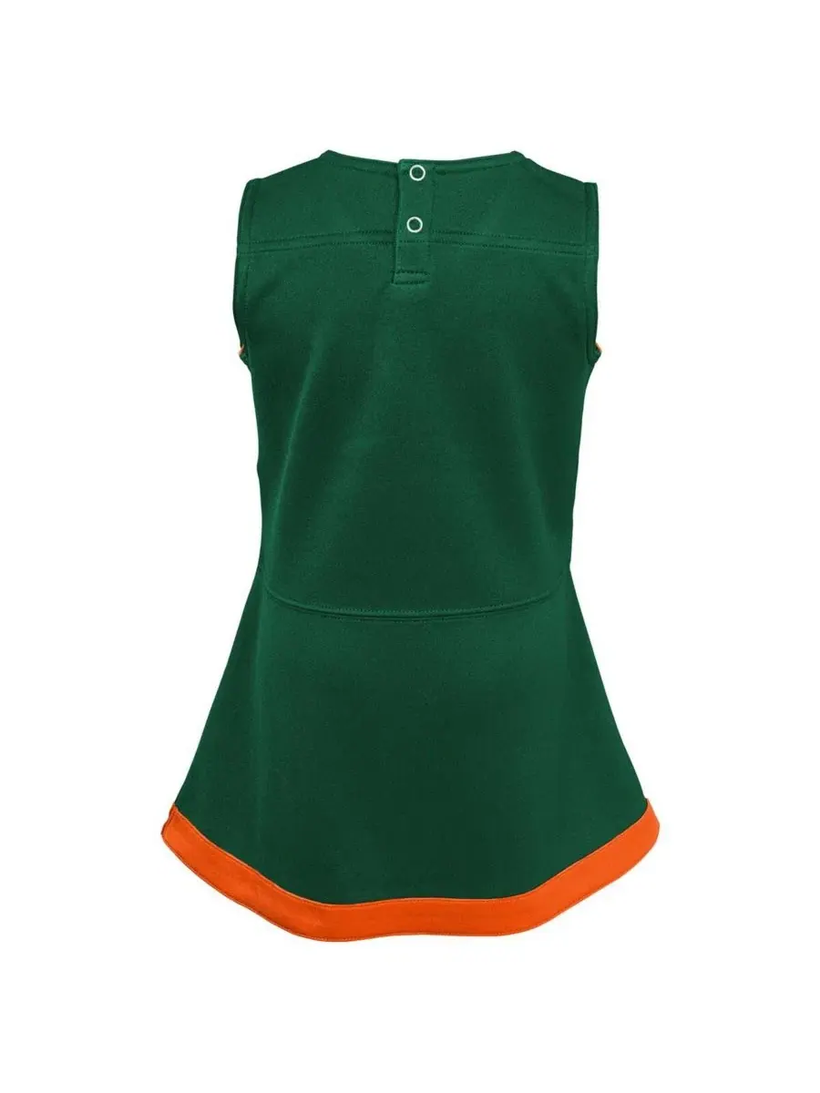 Комплект платье и шорты с вышивкой Miami Hurricanes Cheer Captain Outerstuff — изображение 3 из 4, зеленый