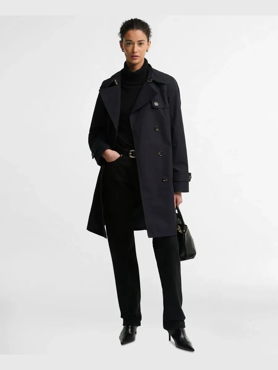 Плащ с поясом Greta Double-Breasted Belted Trench Coat Barbour — изображение 2 из 5, темно-синий