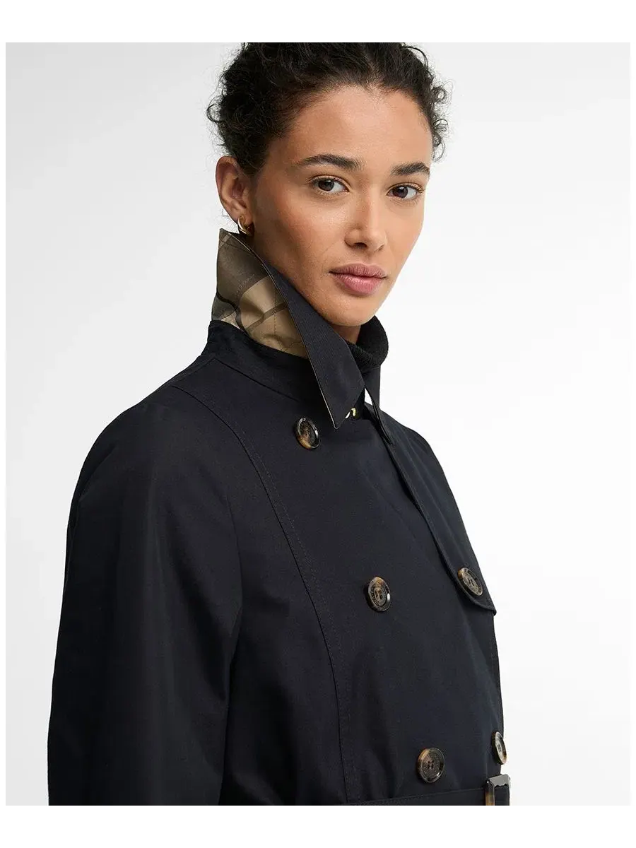 Плащ с поясом Greta Double-Breasted Belted Trench Coat Barbour — изображение 3 из 5, темно-синий