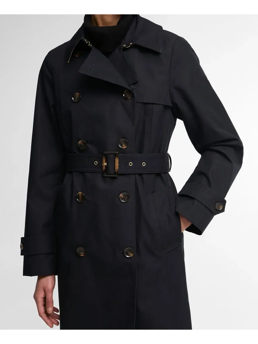 Плащ с поясом Greta Double-Breasted Belted Trench Coat Barbour — изображение 4 из 5, темно-синий