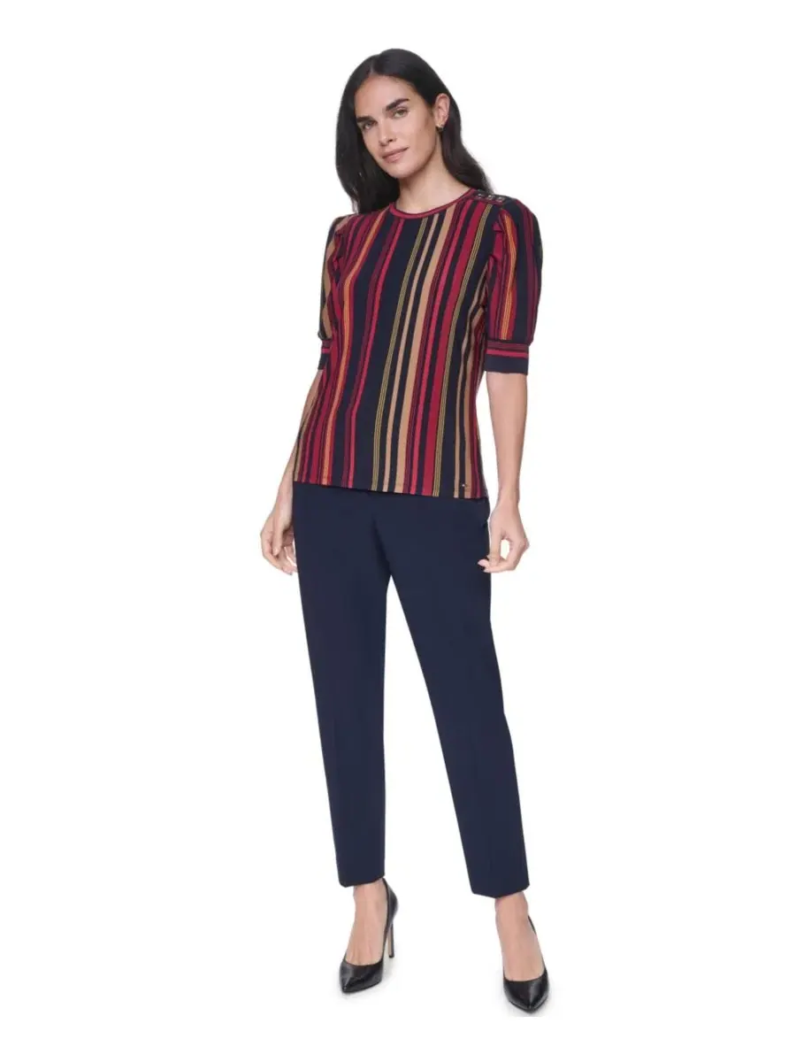 Топ с коротким рукавом в полоску Tommy Hilfiger — изображение 2 из 6, мульти
