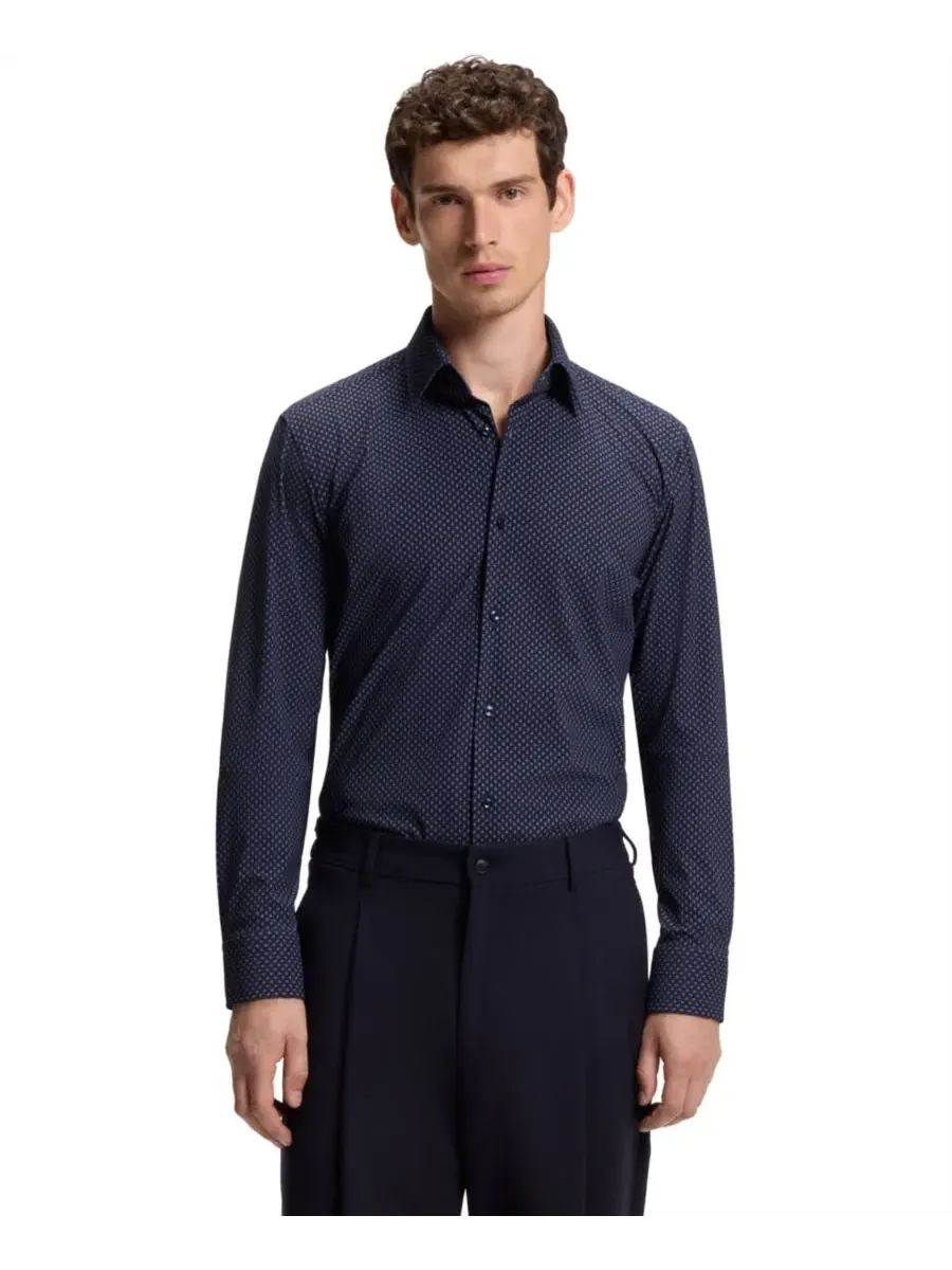 Рубашка из стрейч-ткани с принтом, Slim Fit, BOSS by Hugo Boss