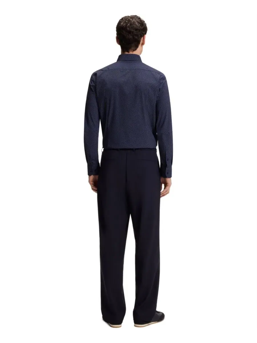 Рубашка из стрейч-ткани с принтом, Slim Fit, BOSS by Hugo Boss — изображение 2 из 5, синий