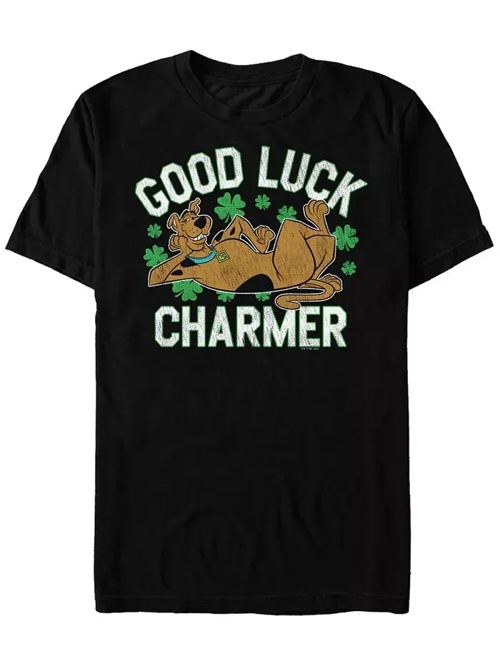 Мужская футболка с коротким рукавом Good Luck Charmer Scooby Doo — черный