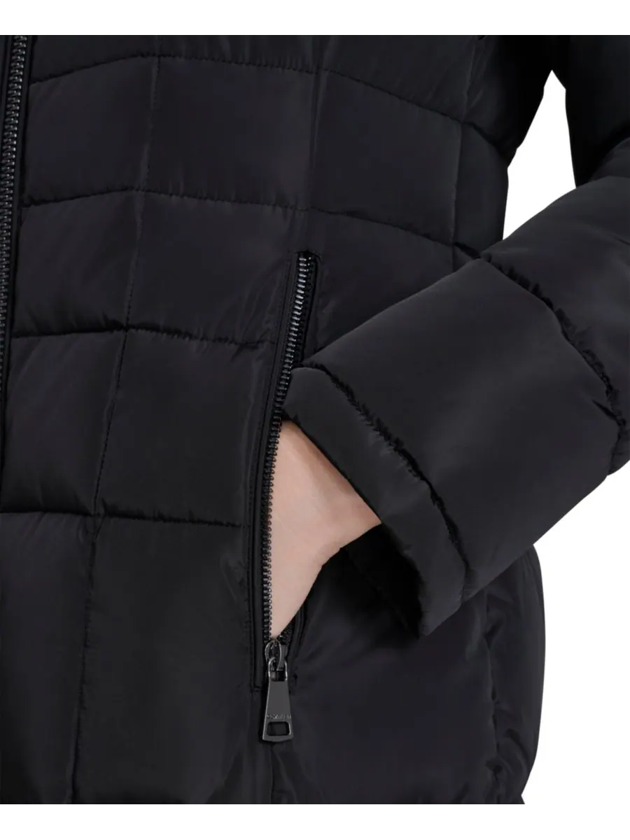 Женская пуховая куртка с капюшоном и воротником-стойкой Calvin Klein — изображение 4 из 9, черный