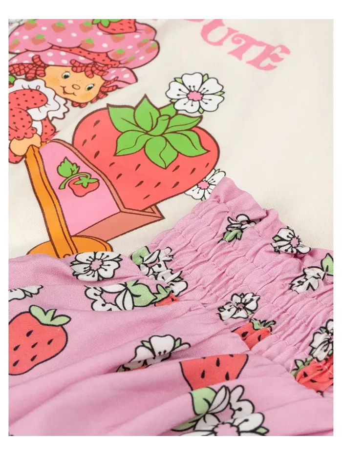 Комплект для девочки: футболка с квадратным вырезом и юбка Strawberry Shortcake — изображение 6 из 6, белый/розовый