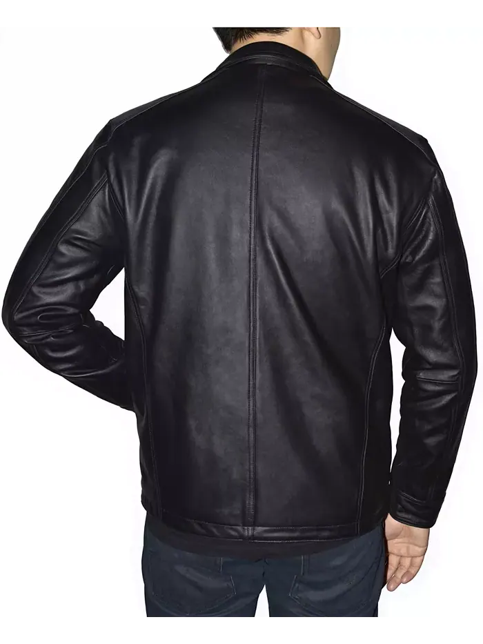Ретро кожаная мужская куртка Racing Jacket Victory Sportswear — изображение 3 из 3, черный