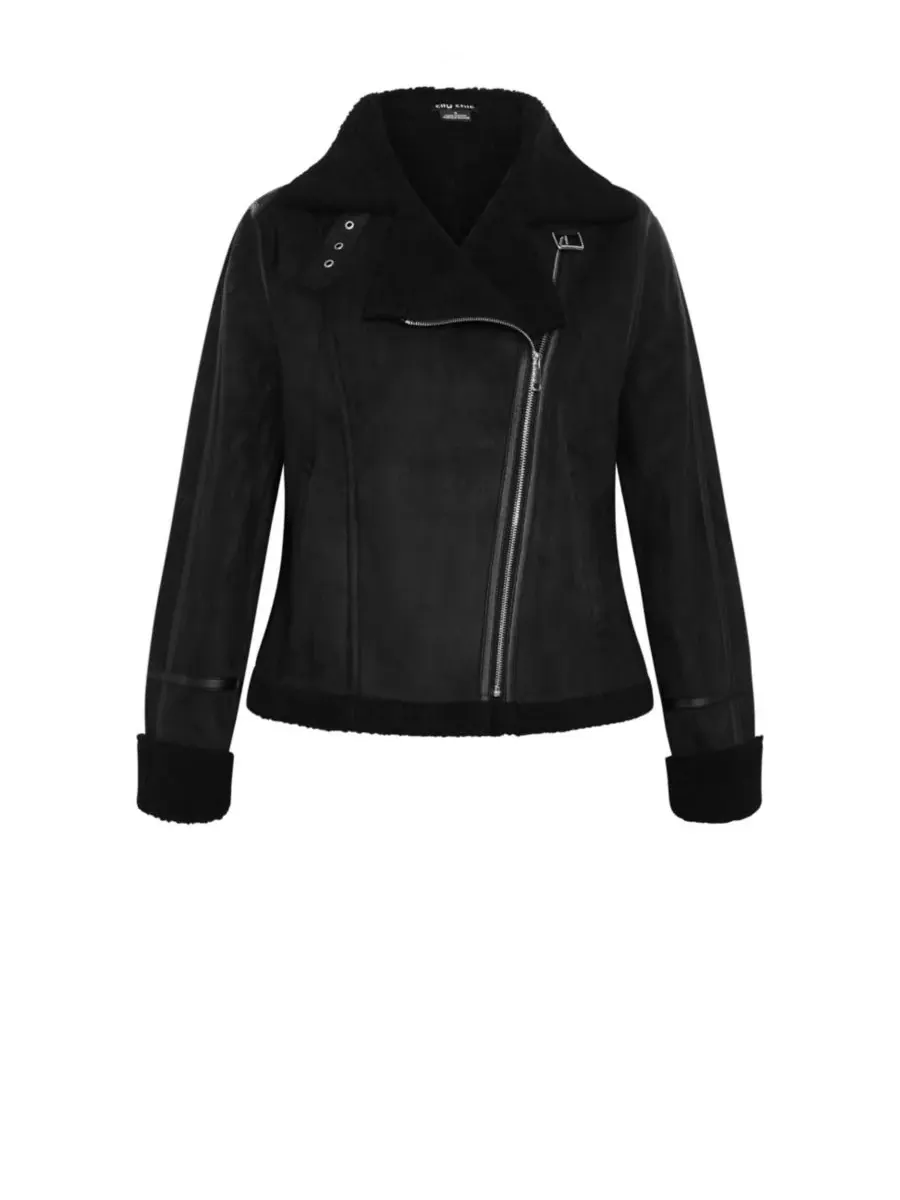 Куртка Sherpa Hunter больших размеров CITY CHIC — изображение 4 из 5, черный