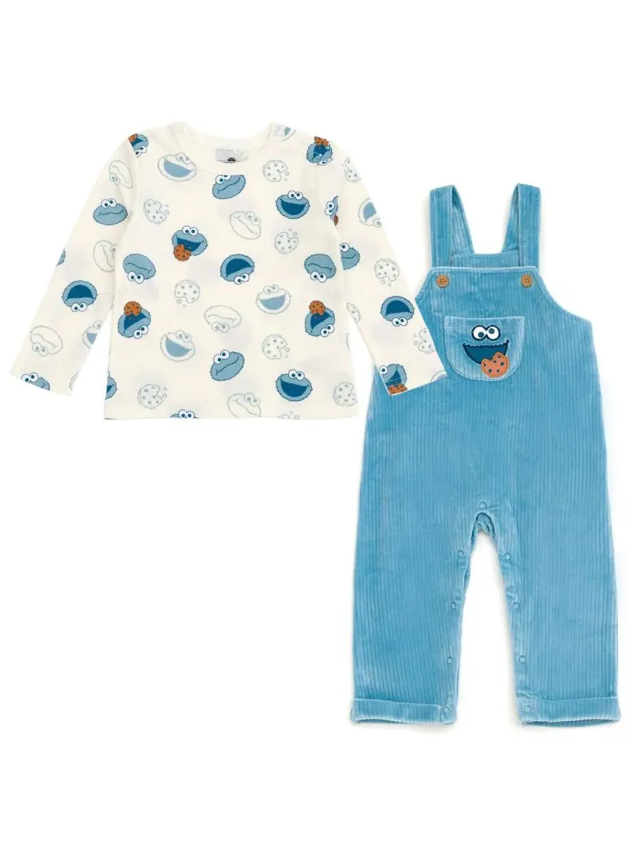 Комплект из футболки с длинным рукавом и комбинезона, Cookie Monster Sesame Street