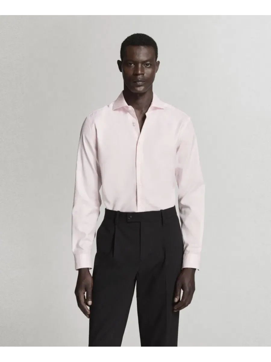 Мужская рубашка из хлопка с длинным рукавом, модель Cotton Slim-Fit Suit Shirt MANGO