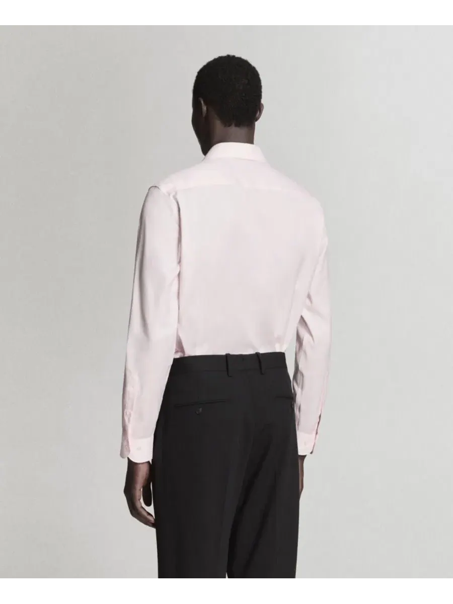 Мужская рубашка из хлопка с длинным рукавом, модель Cotton Slim-Fit Suit Shirt MANGO — изображение 2 из 6, розовый