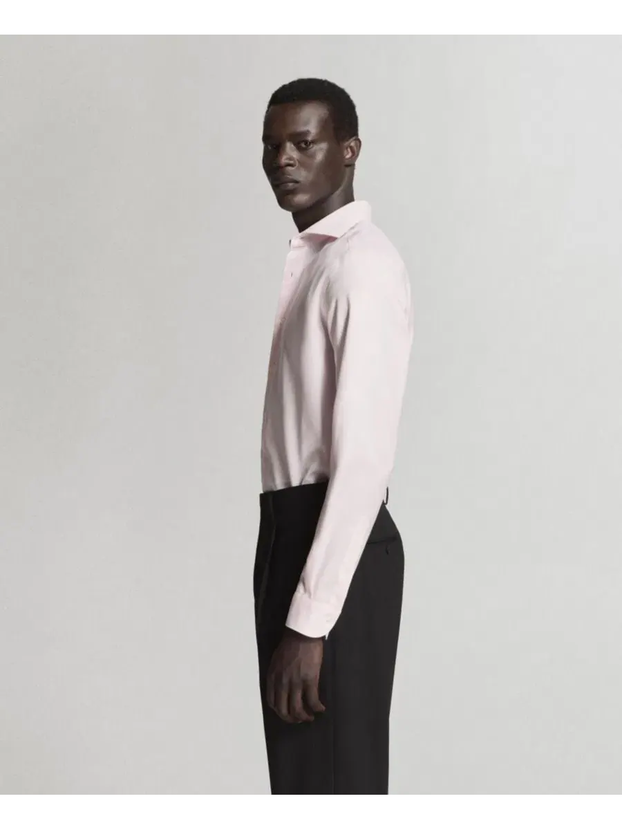 Мужская рубашка из хлопка с длинным рукавом, модель Cotton Slim-Fit Suit Shirt MANGO — изображение 4 из 6, розовый