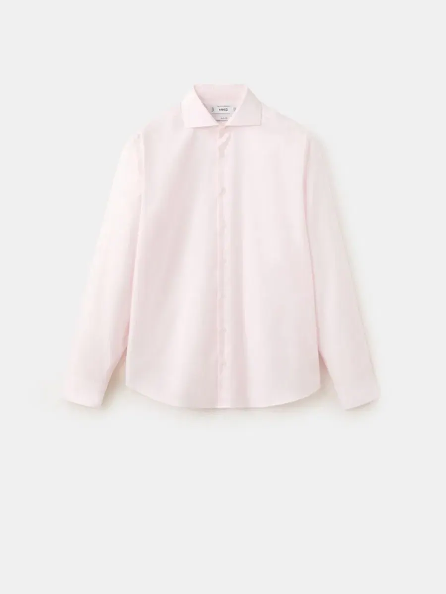 Мужская рубашка из хлопка с длинным рукавом, модель Cotton Slim-Fit Suit Shirt MANGO — изображение 6 из 6, розовый