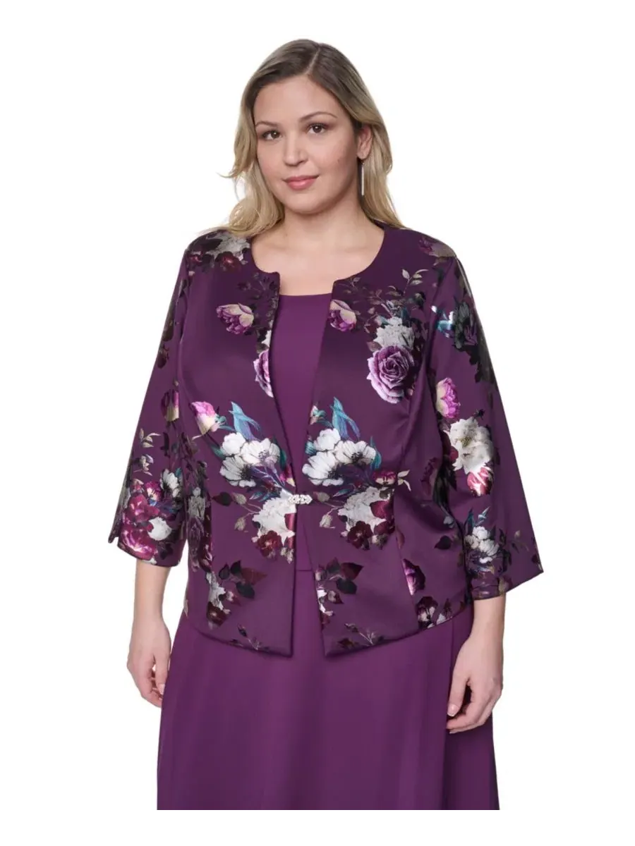Комплект из платья миди и жакета с пайетками, модель Plus Size Padded Removable Jacket & Sleeveless — изображение 4 из 6