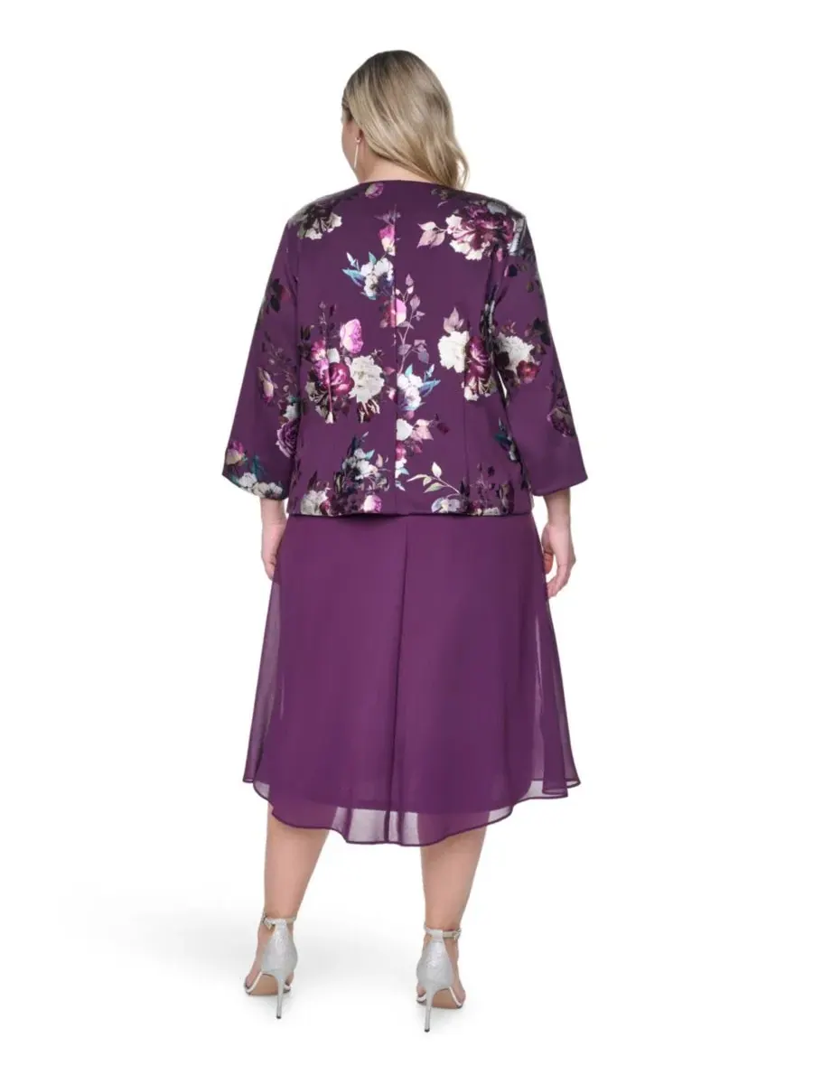 Комплект из платья миди и жакета с пайетками, модель Plus Size Padded Removable Jacket & Sleeveless — изображение 5 из 6