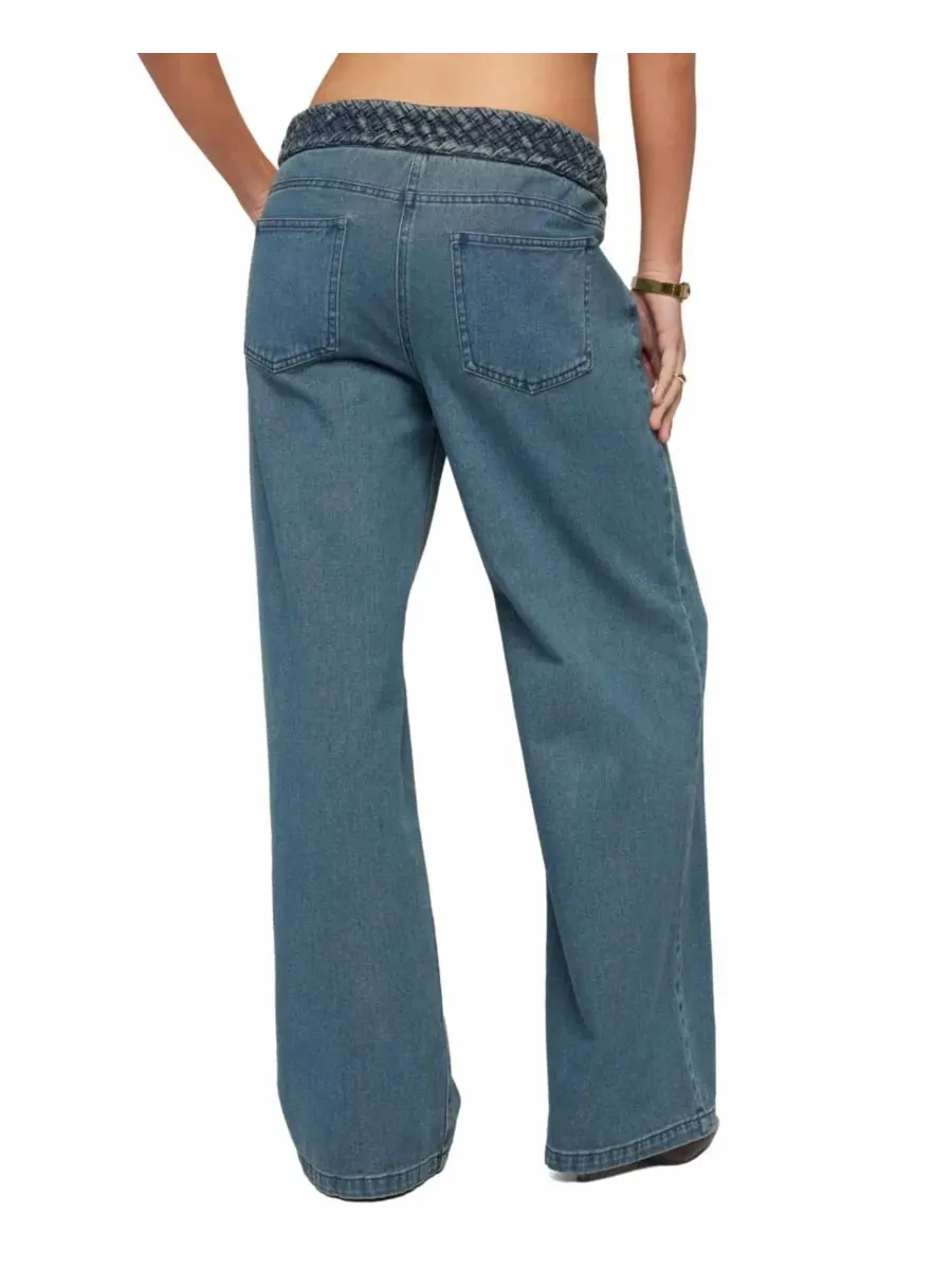 Джинсы с заниженной талией и свободным кроем Braidey Low Rise Baggy Jeans Edikted — изображение 2 из 5, синий
