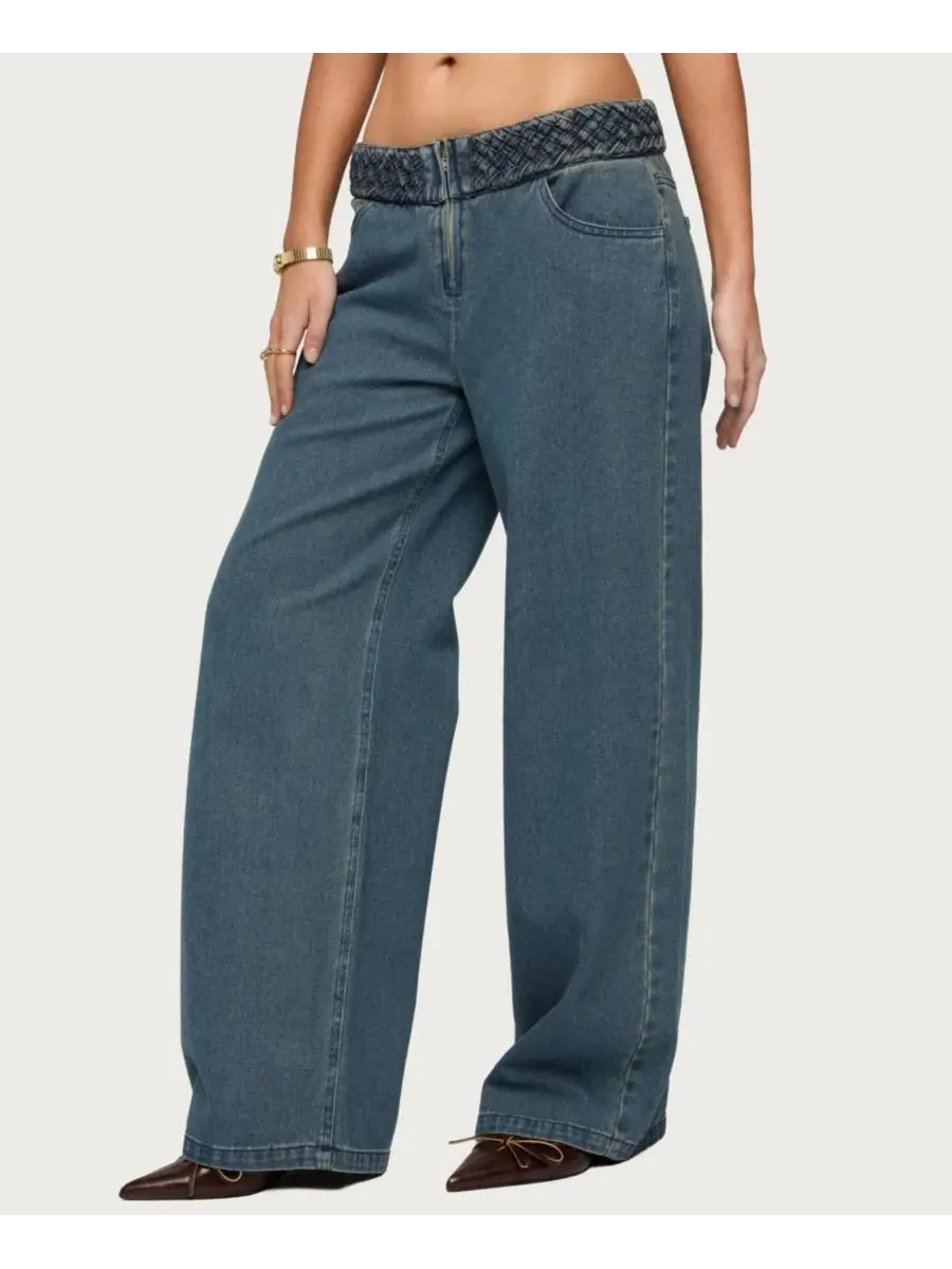 Джинсы с заниженной талией и свободным кроем Braidey Low Rise Baggy Jeans Edikted — изображение 4 из 5, синий