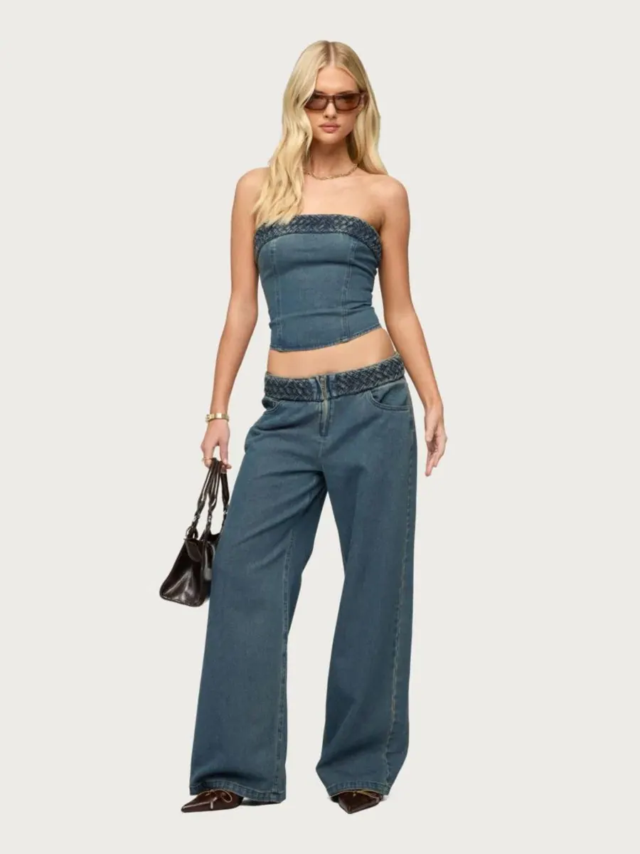 Джинсы с заниженной талией и свободным кроем Braidey Low Rise Baggy Jeans Edikted — изображение 5 из 5, синий