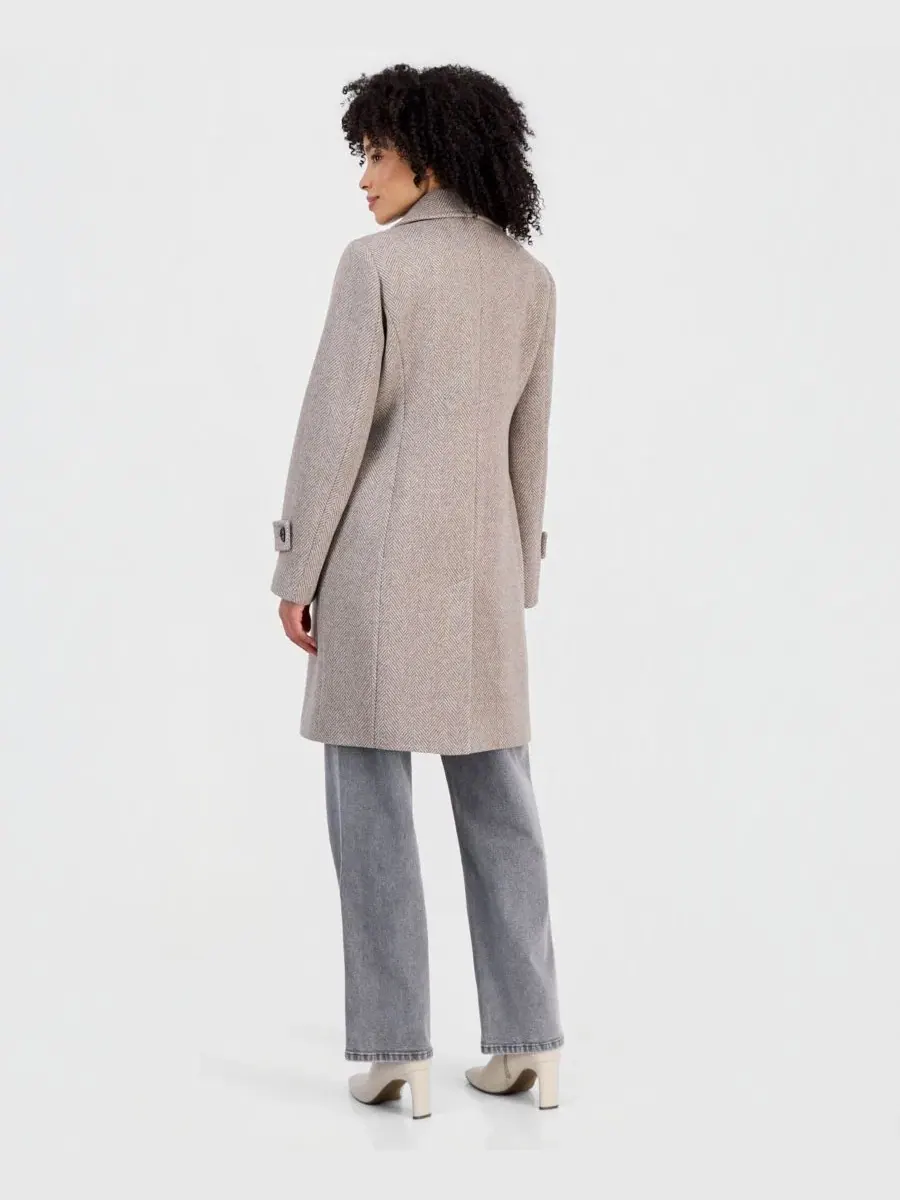 Пальто двубортное из шерстяной смеси Michael Kors, Taupe Herringbone — изображение 3 из 3