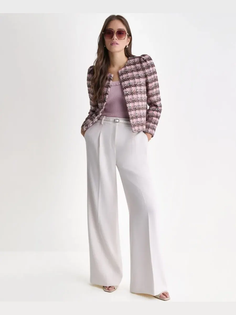 Женский блейзер без воротника с открытым передом, модель Novelty Open-Front BCBG — изображение 2 из 9, темный мульти