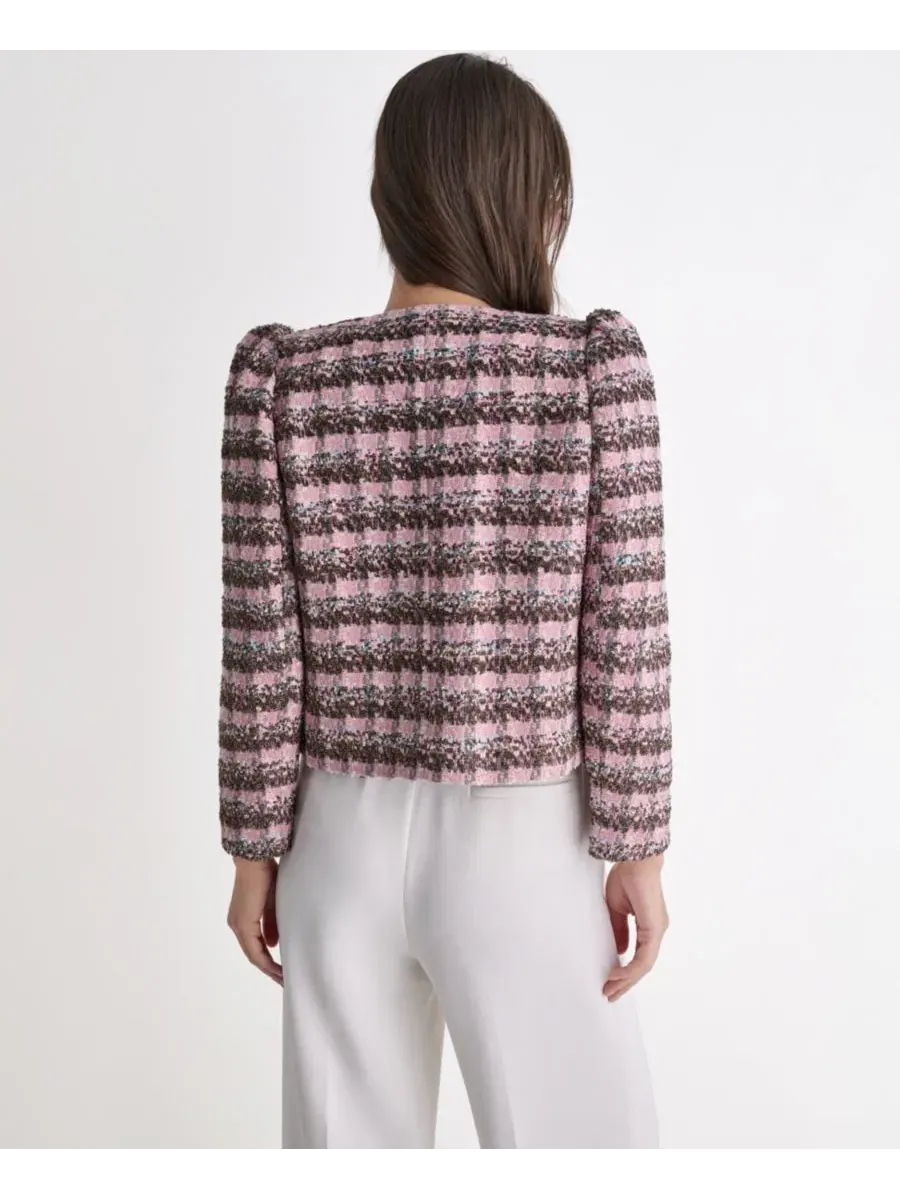 Женский блейзер без воротника с открытым передом, модель Novelty Open-Front BCBG — изображение 5 из 9, темный мульти