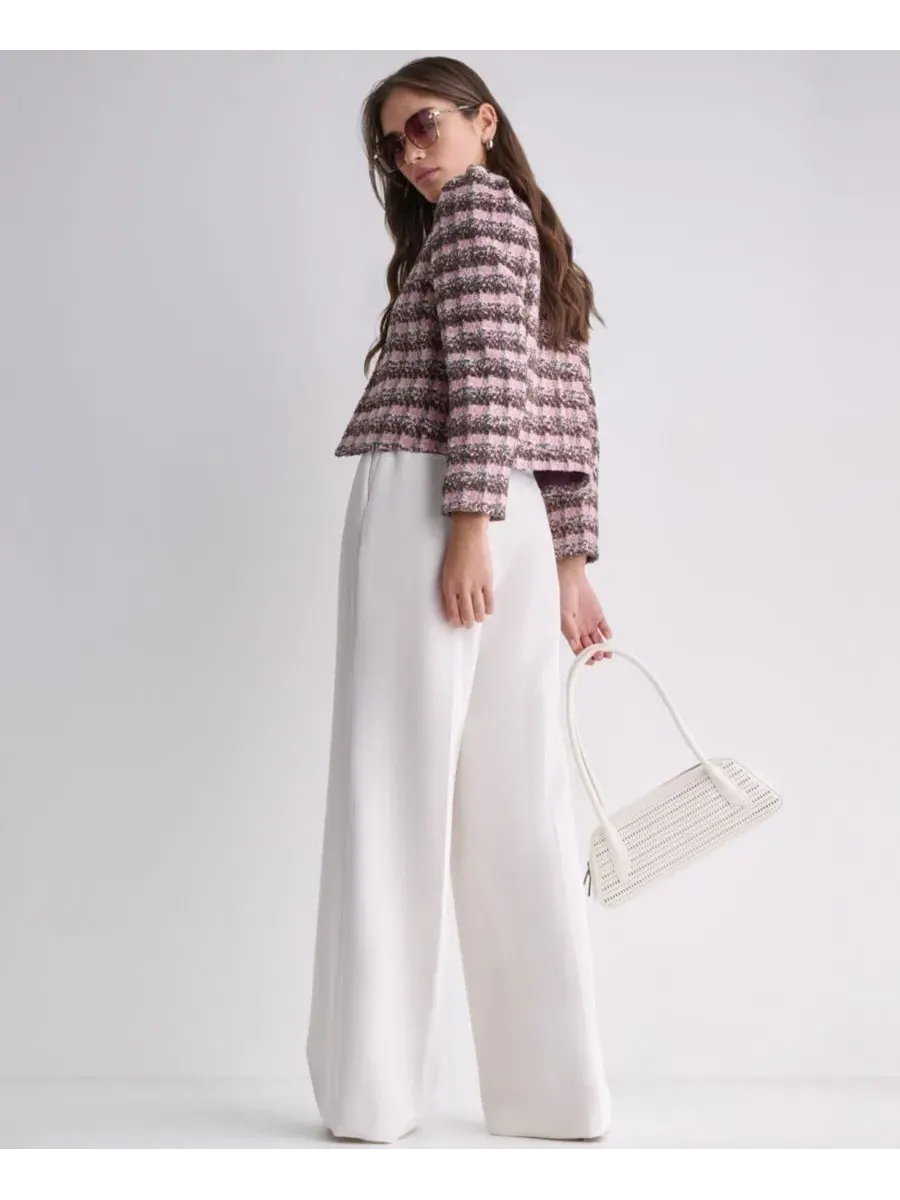 Женский блейзер без воротника с открытым передом, модель Novelty Open-Front BCBG — изображение 9 из 9, темный мульти