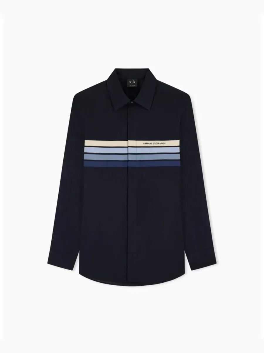 Мужская рубашка из поплина с длинным рукавом, модель 4 Stripes A|X Armani Exchange