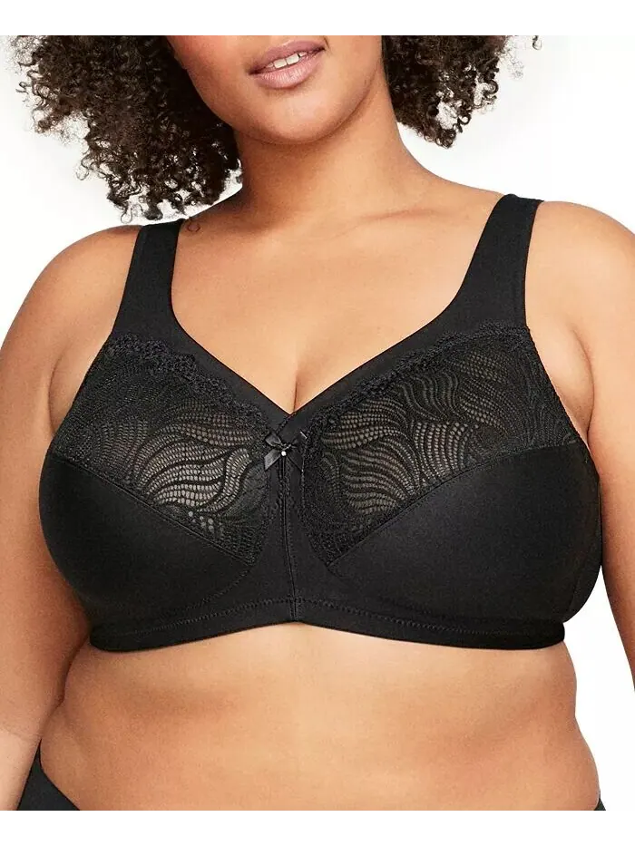 Бюстгальтер Magiclift Natural Shape Support размера Plus Full Figure Wireless Bra 1010 Glamorise — изображение 1 из 8, черный