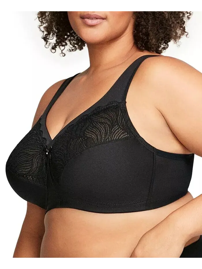 Бюстгальтер Magiclift Natural Shape Support размера Plus Full Figure Wireless Bra 1010 Glamorise — изображение 3 из 8, черный