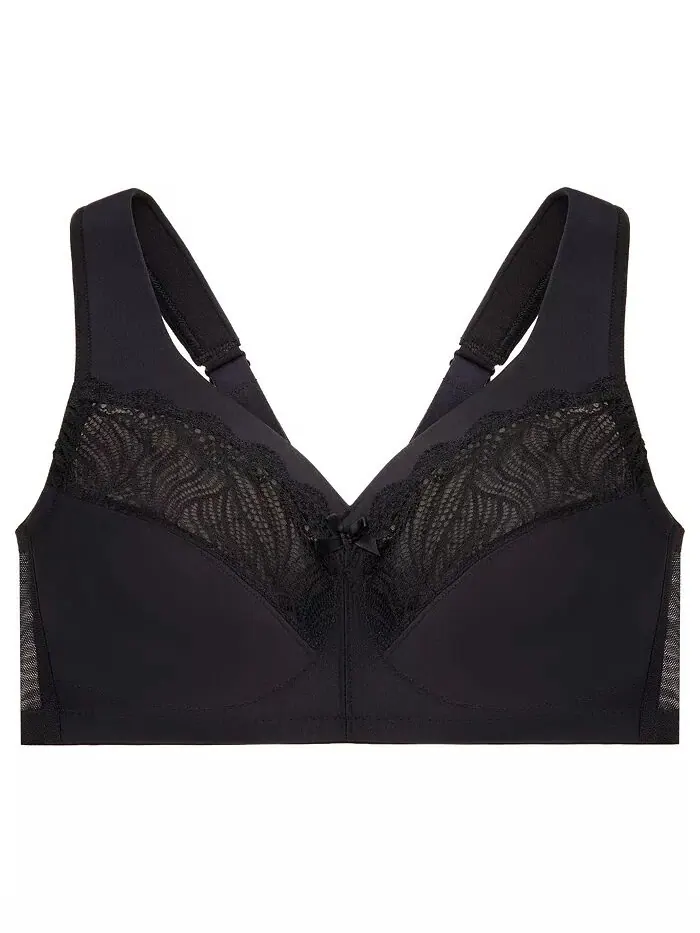 Бюстгальтер Magiclift Natural Shape Support размера Plus Full Figure Wireless Bra 1010 Glamorise — изображение 5 из 8, черный