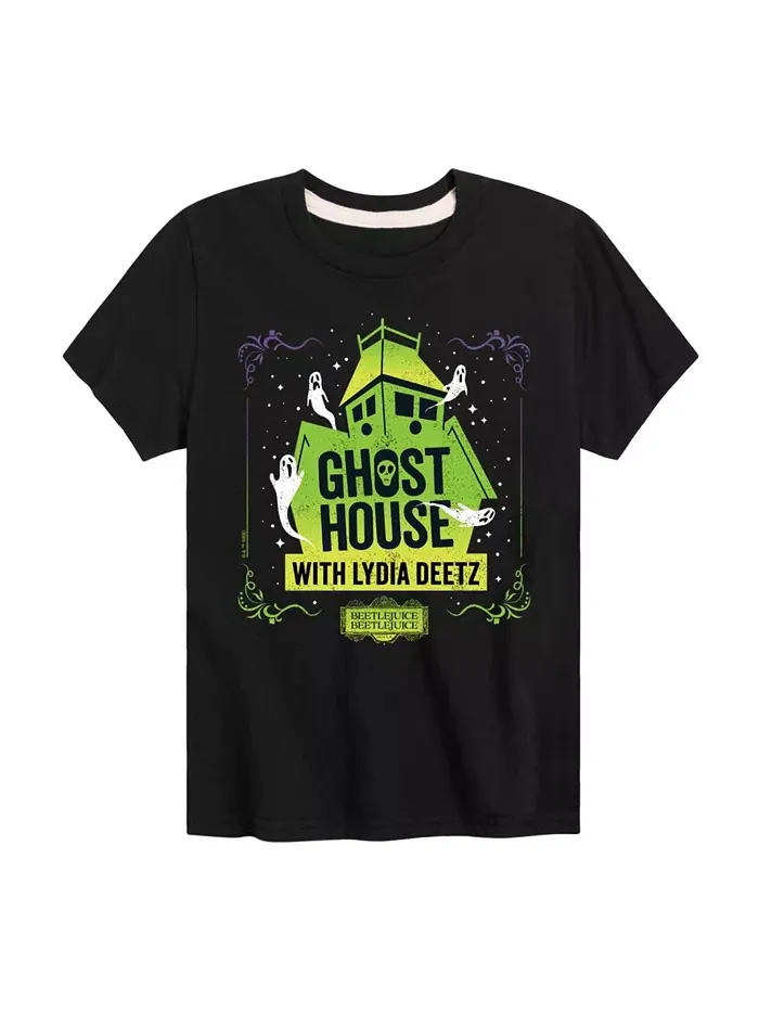 Футболка с принтом Ghost House для мальчиков старшего возраста Beetlejuice — черный