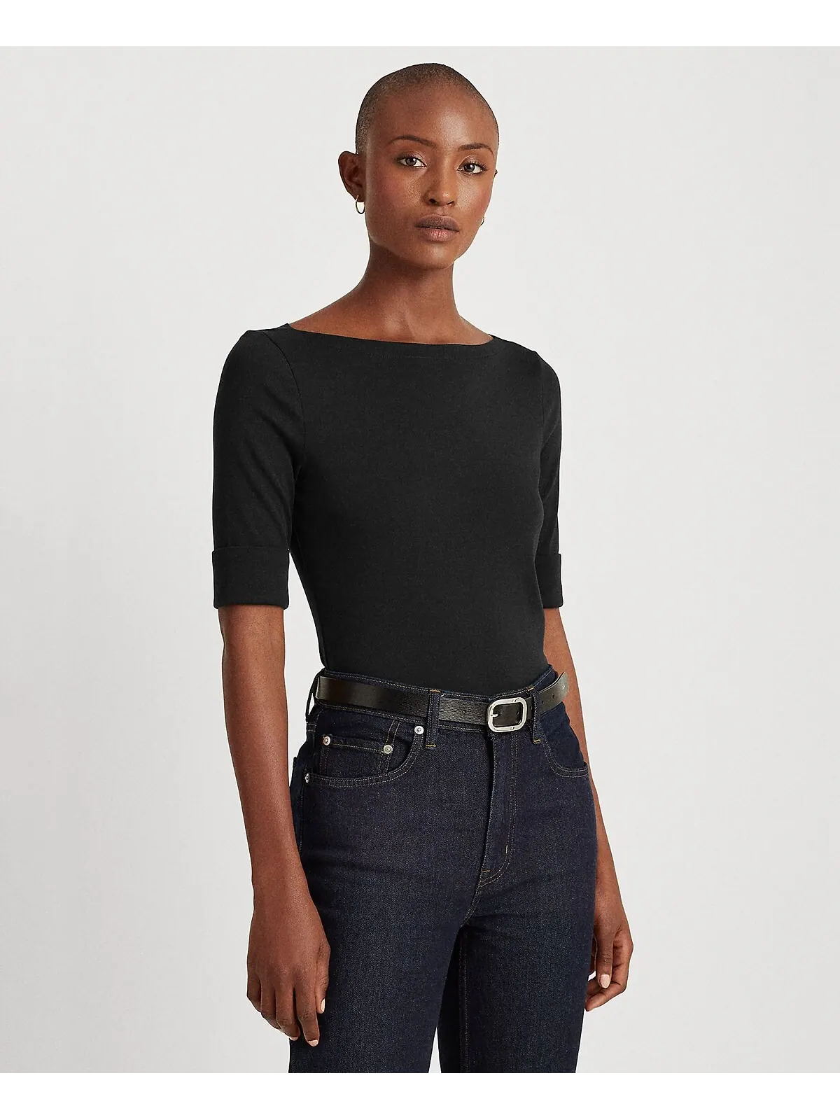 Эластичный топ с вырезом лодочкой, стандартный и миниатюрный Lauren Ralph Lauren