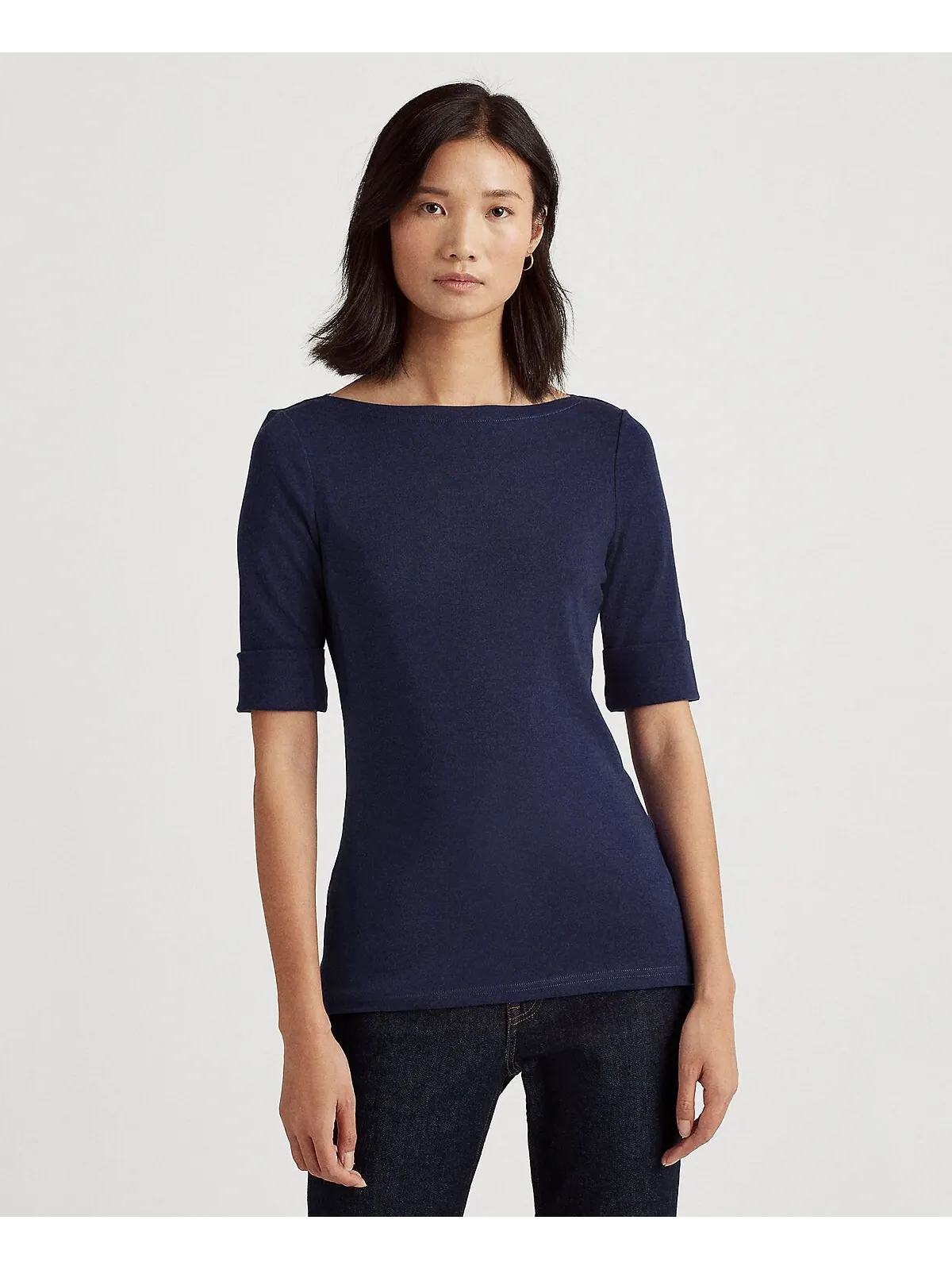 Эластичный топ с вырезом лодочкой, стандартный и миниатюрный Lauren Ralph Lauren