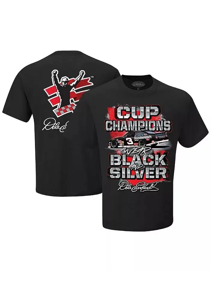 Мужская черная футболка Dale Earnhardt Champions Wear Checkered Flag Sports — изображение 1 из 3