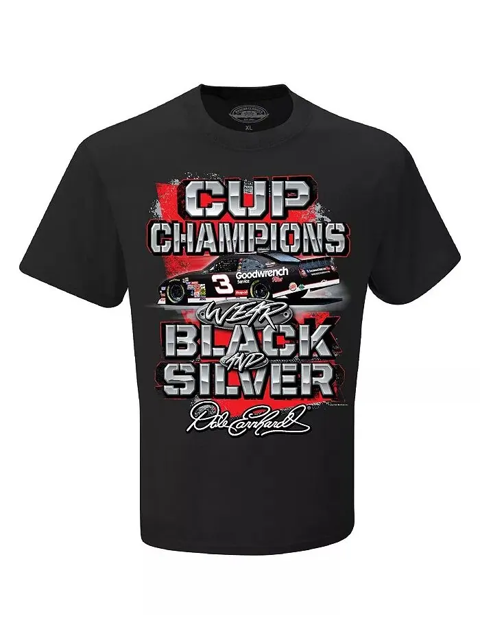 Мужская черная футболка Dale Earnhardt Champions Wear Checkered Flag Sports — изображение 2 из 3
