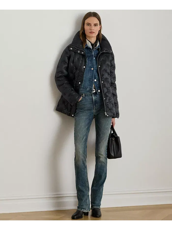 Женское вышитое пуховое пальто Lauren Ralph Lauren — изображение 3 из 4, черный
