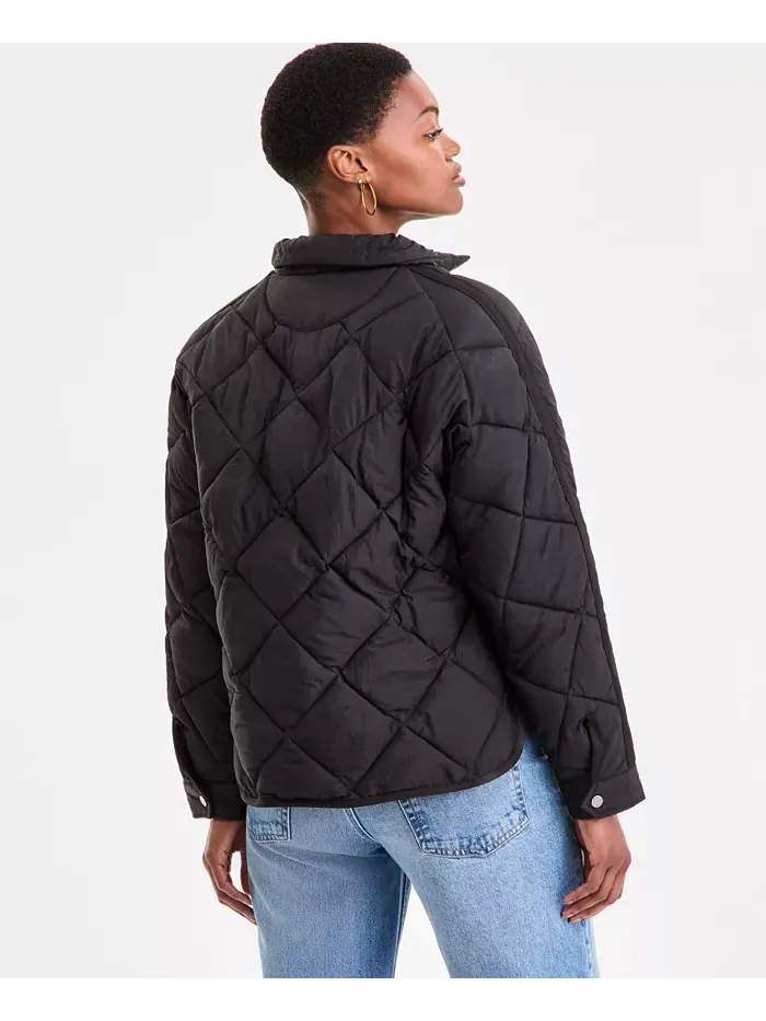 Женская укороченная стеганая куртка А-силуэта с ромбовидным узором BCBGMAXAZRIA — изображение 2 из 2, черный