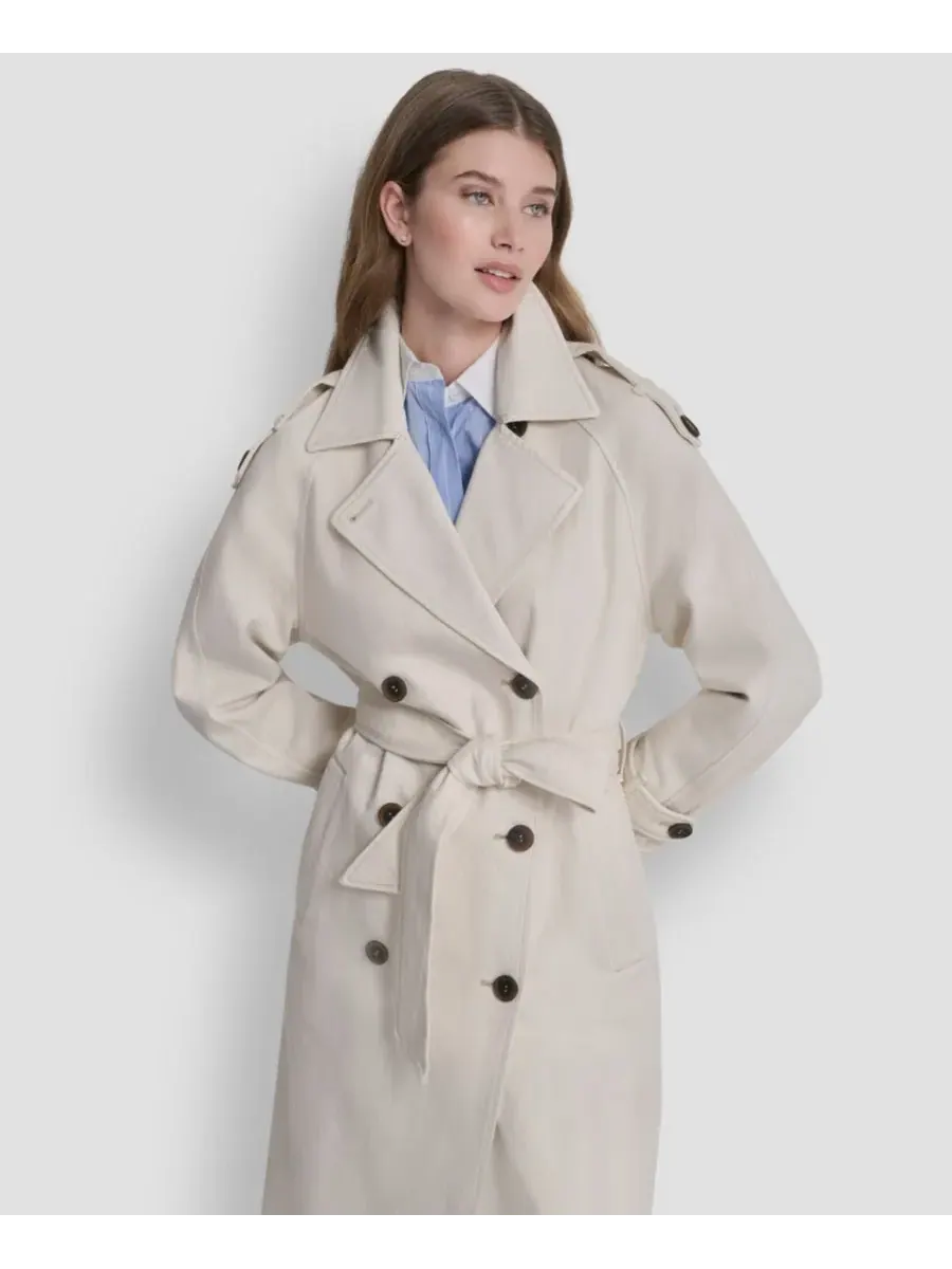 Женский двубортный джинсовый тренч с поясом DKNY