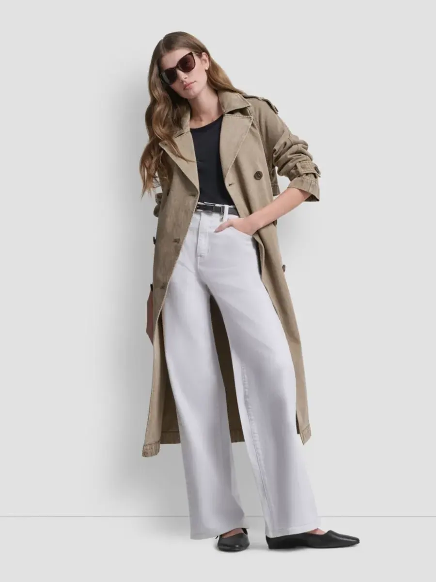 Женский двубортный джинсовый тренч с поясом DKNY — изображение 7 из 7, хаки
