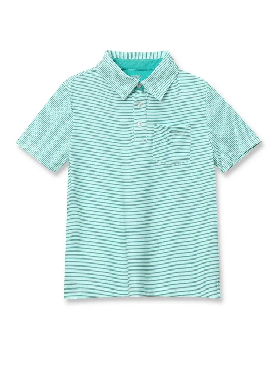 Детские поло с коротким рукавом для активного отдыха Lands' End, Teal Stripe