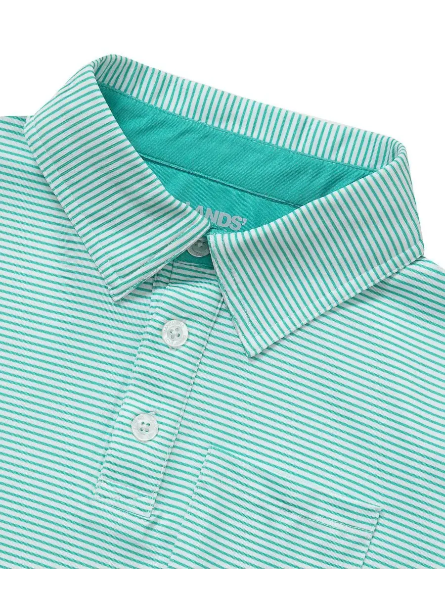 Детские поло с коротким рукавом для активного отдыха Lands' End, Teal Stripe — изображение 3 из 3