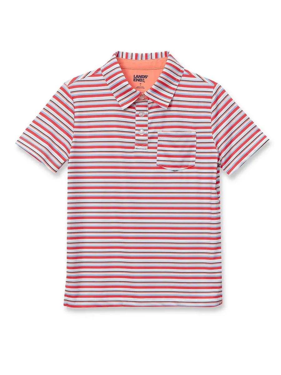 Детские поло с коротким рукавом для активного отдыха Lands' End, Peach Stripe