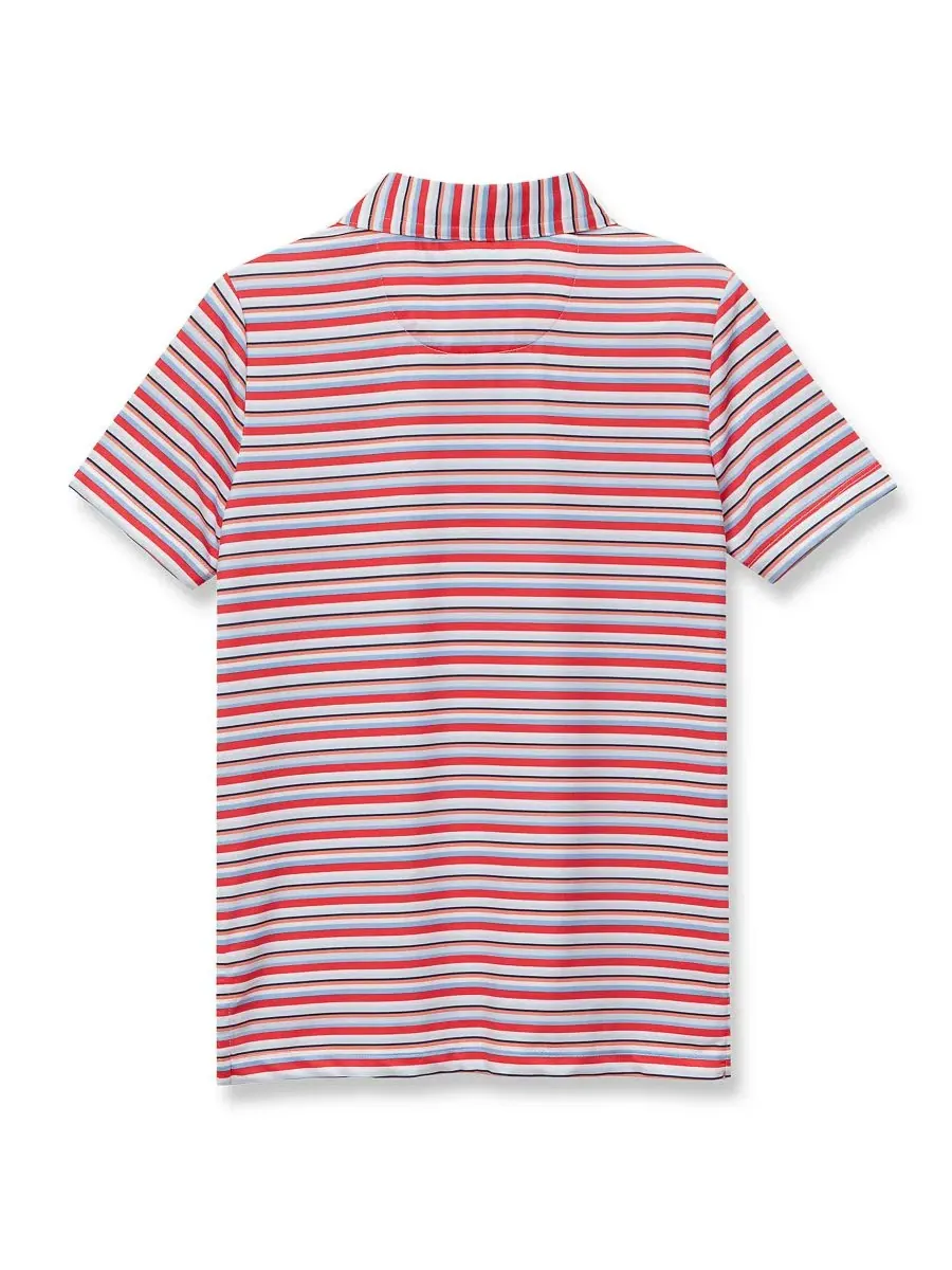 Детские поло с коротким рукавом для активного отдыха Lands' End, Peach Stripe — изображение 2 из 3