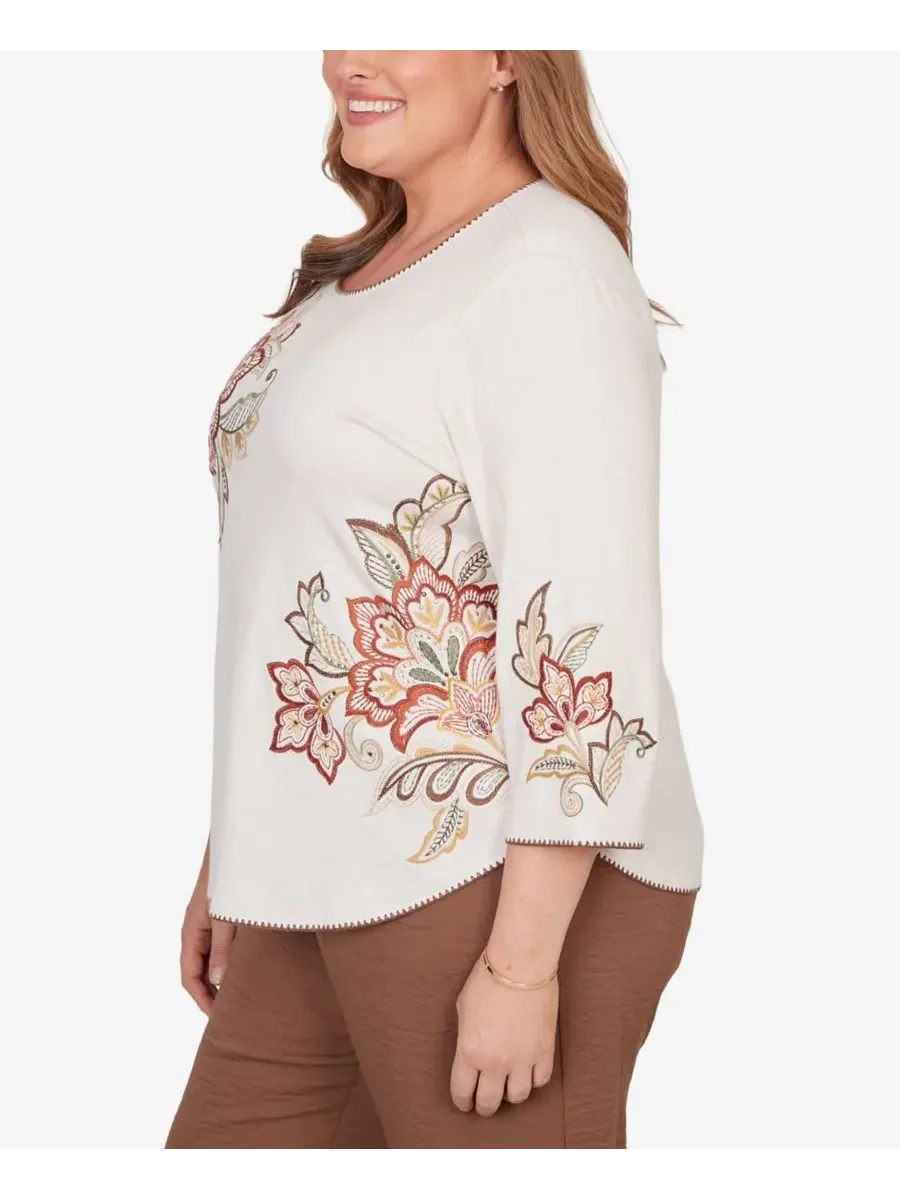 Топ с принтом, модель Spice Market Alfred Dunner — изображение 3 из 5, овсяный